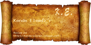 Kende Elemér névjegykártya